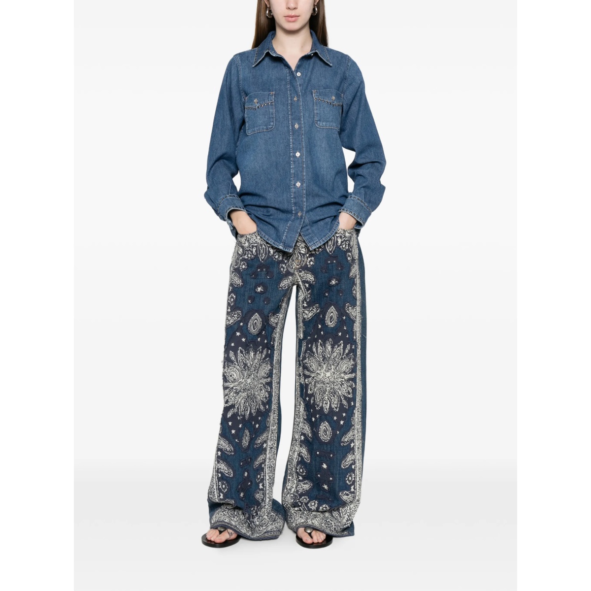 studded denim shirt - Img 2