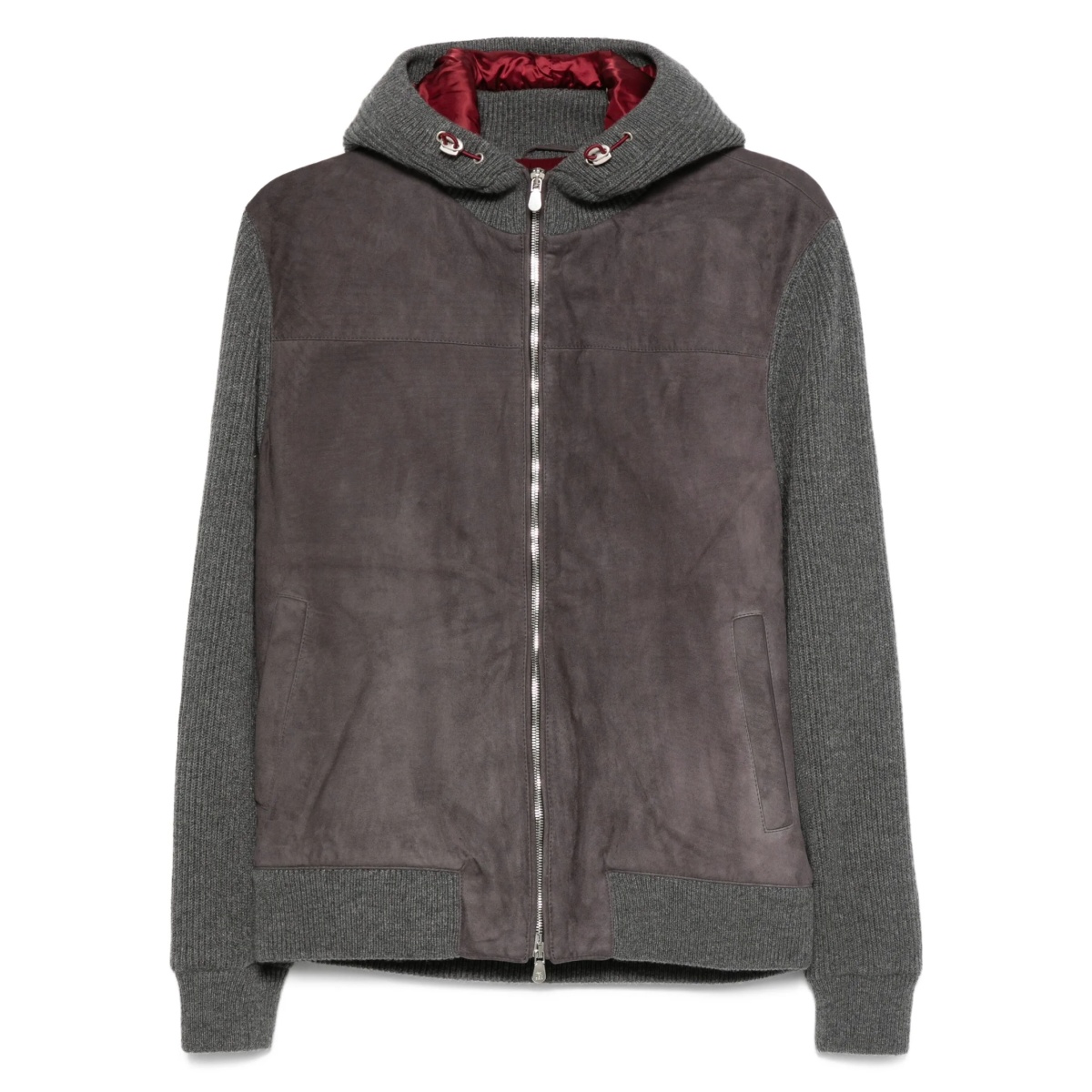 suede zip-up bomber jacket