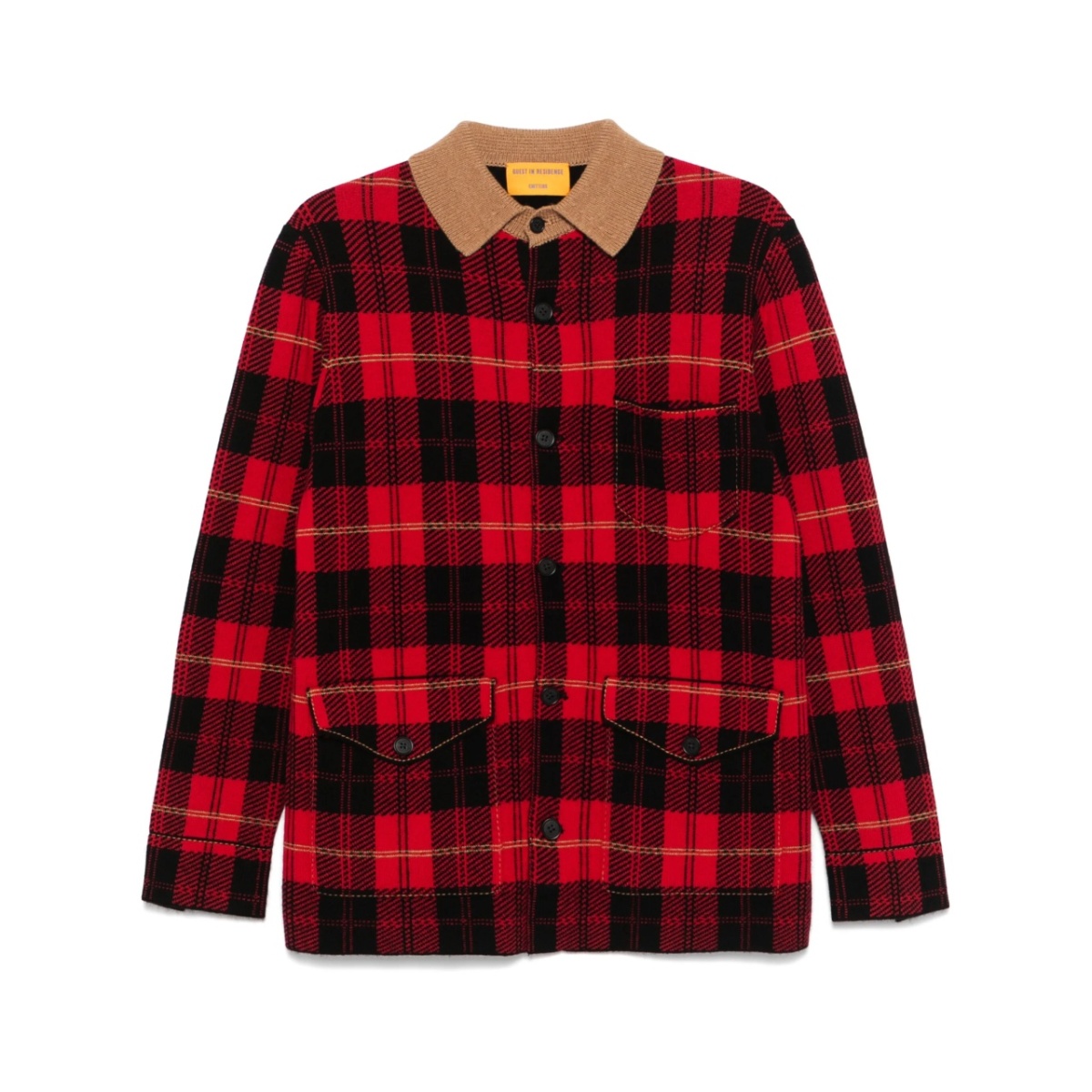 tartan-check cardigan