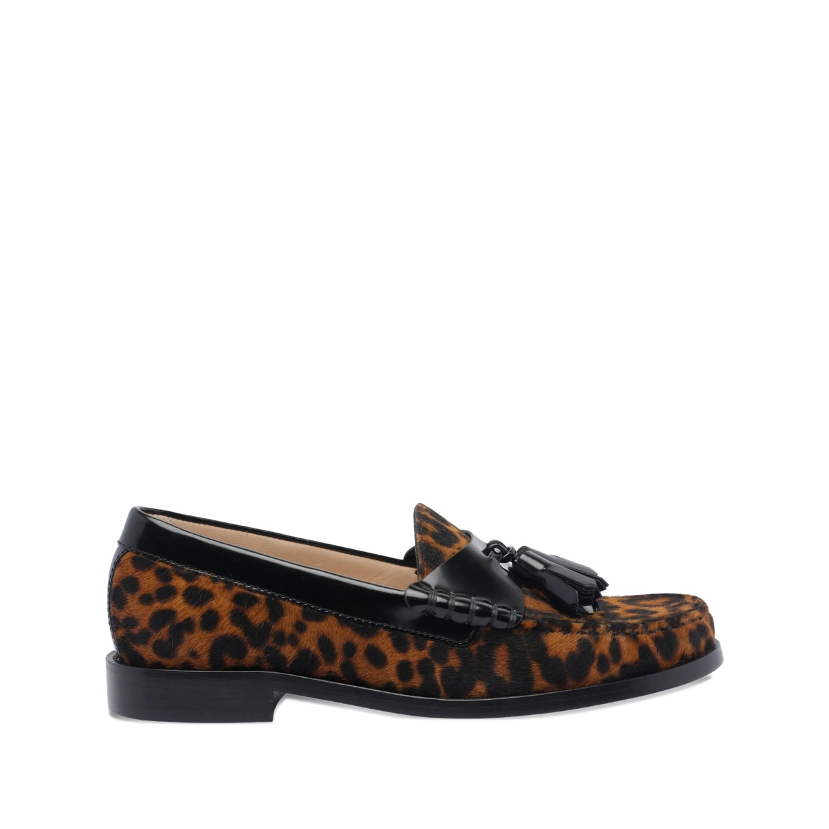tassel-embellished leopard-print loafers