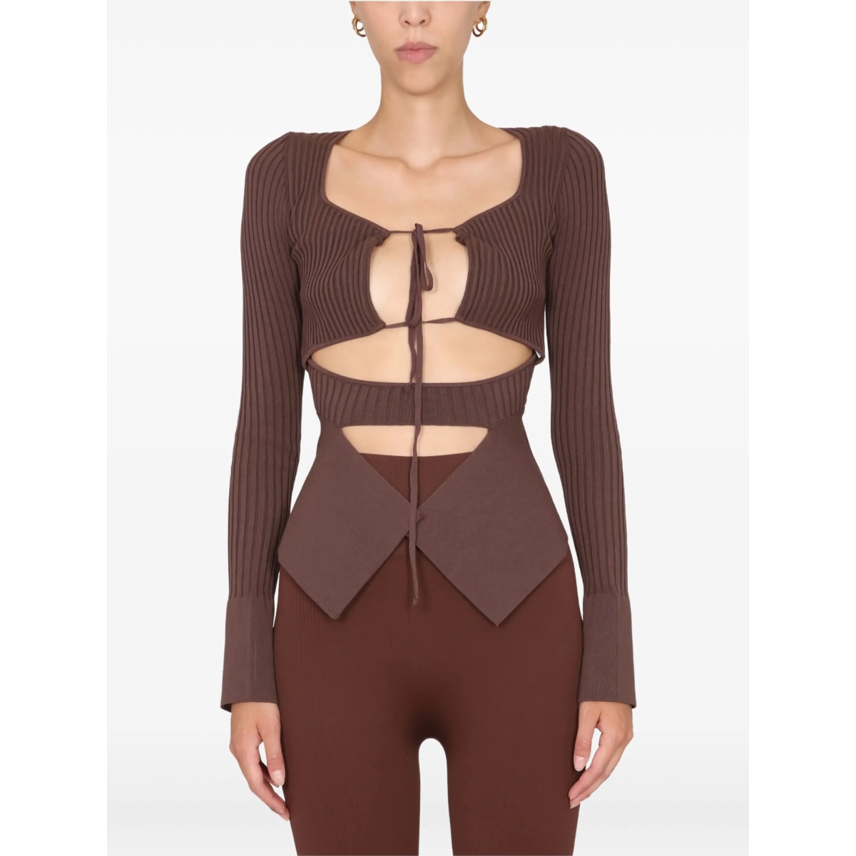 tie-front ribbed top