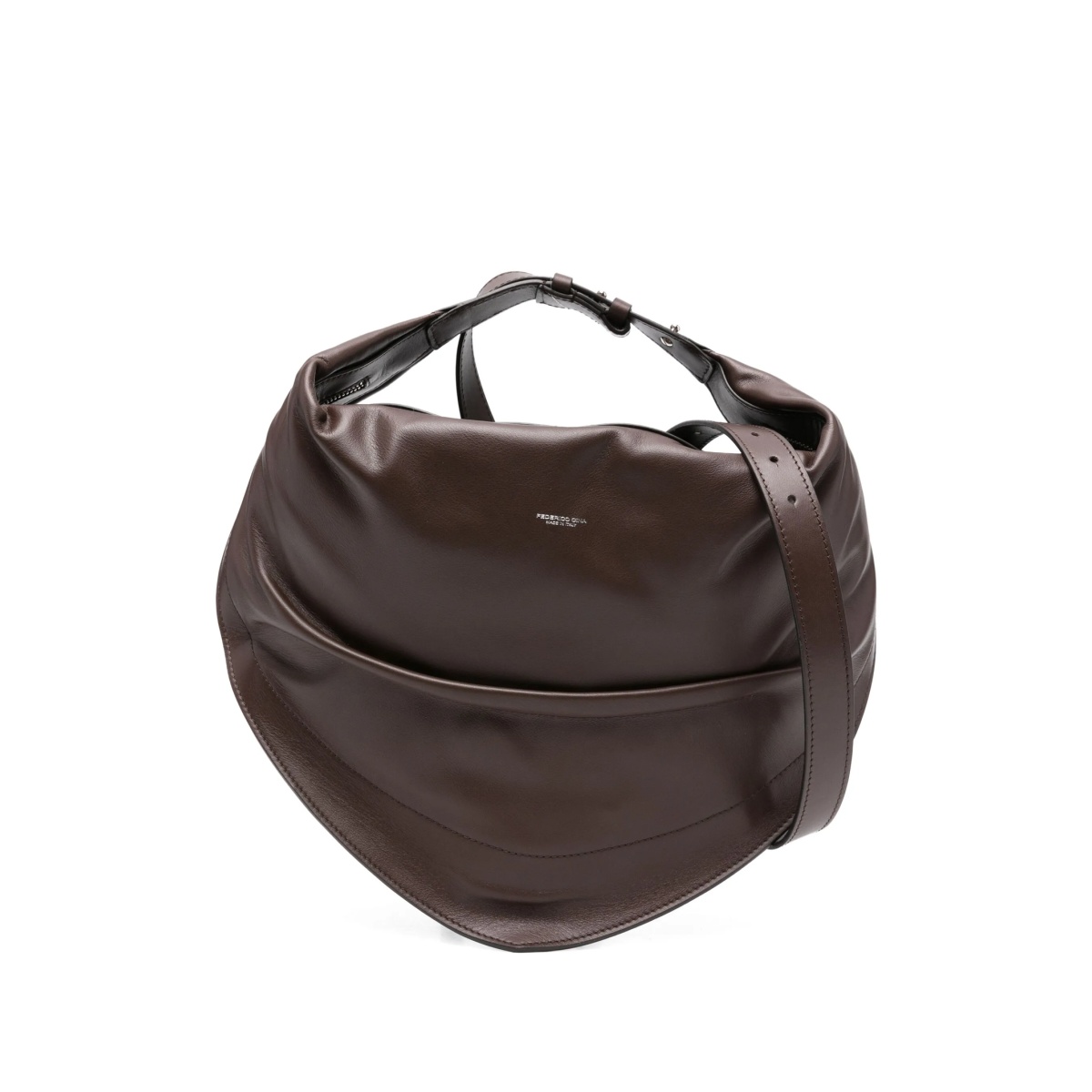 Tortellino curved leather shoulder bag