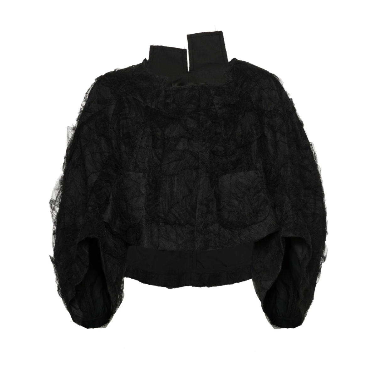 tulle-inserts cropped jacket