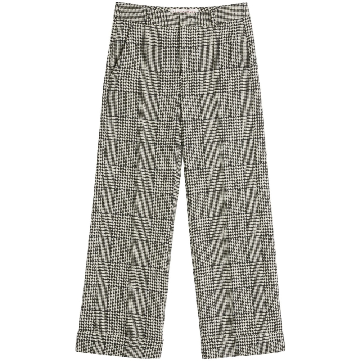 turn-up checked wool trousers