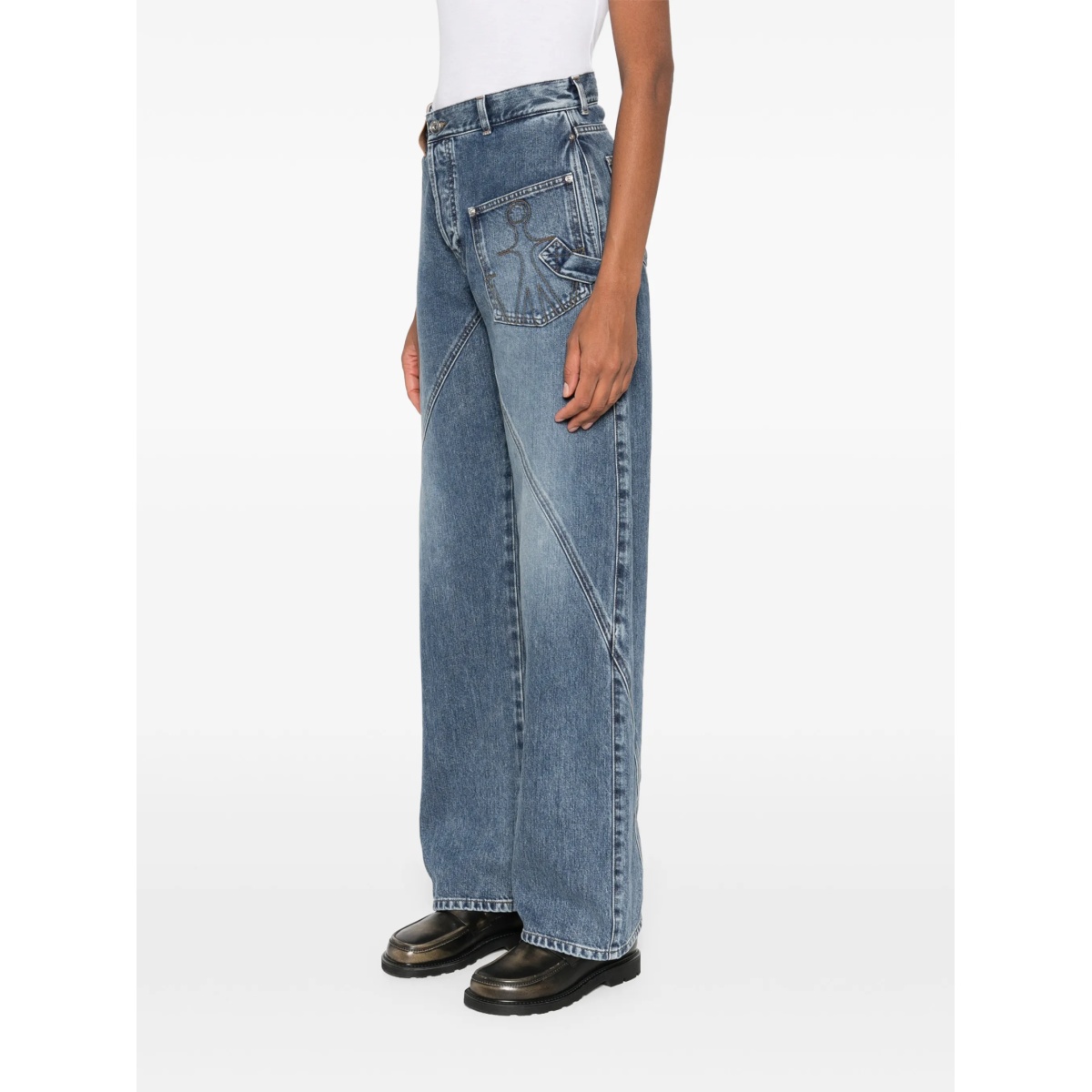 twisted-effect logo-patch denim jeans - Img 3