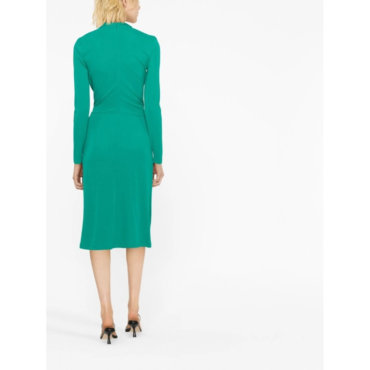 twisted-front long-sleeved midi dress - Img 4