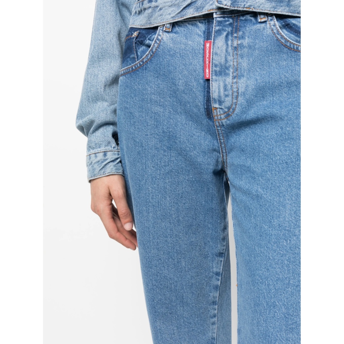 two-tone straight-leg jeans - Img 5