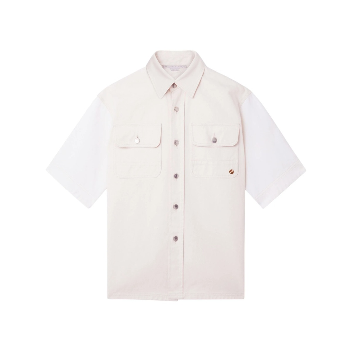 Utility short-sleeved denim shirt
