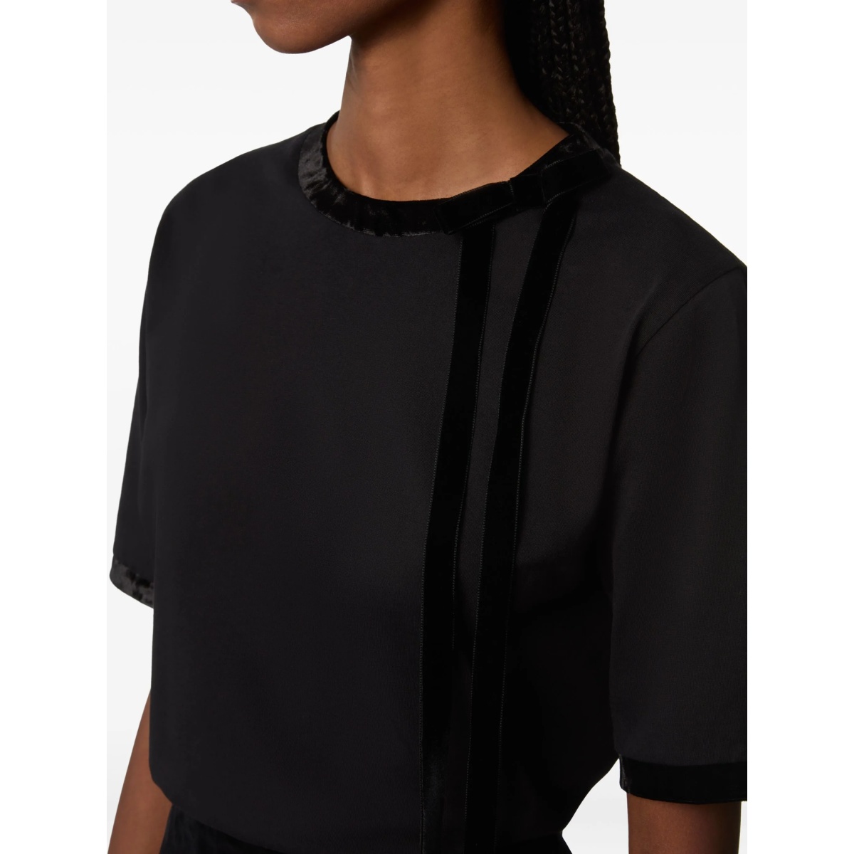 velvet-trimmed short-sleeves top - Img 5