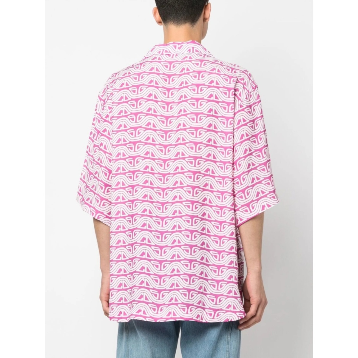 wave printed bowling shirt - Img 4