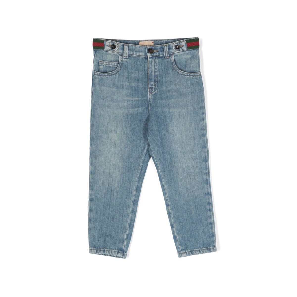 Web-stripe straight-leg jeans