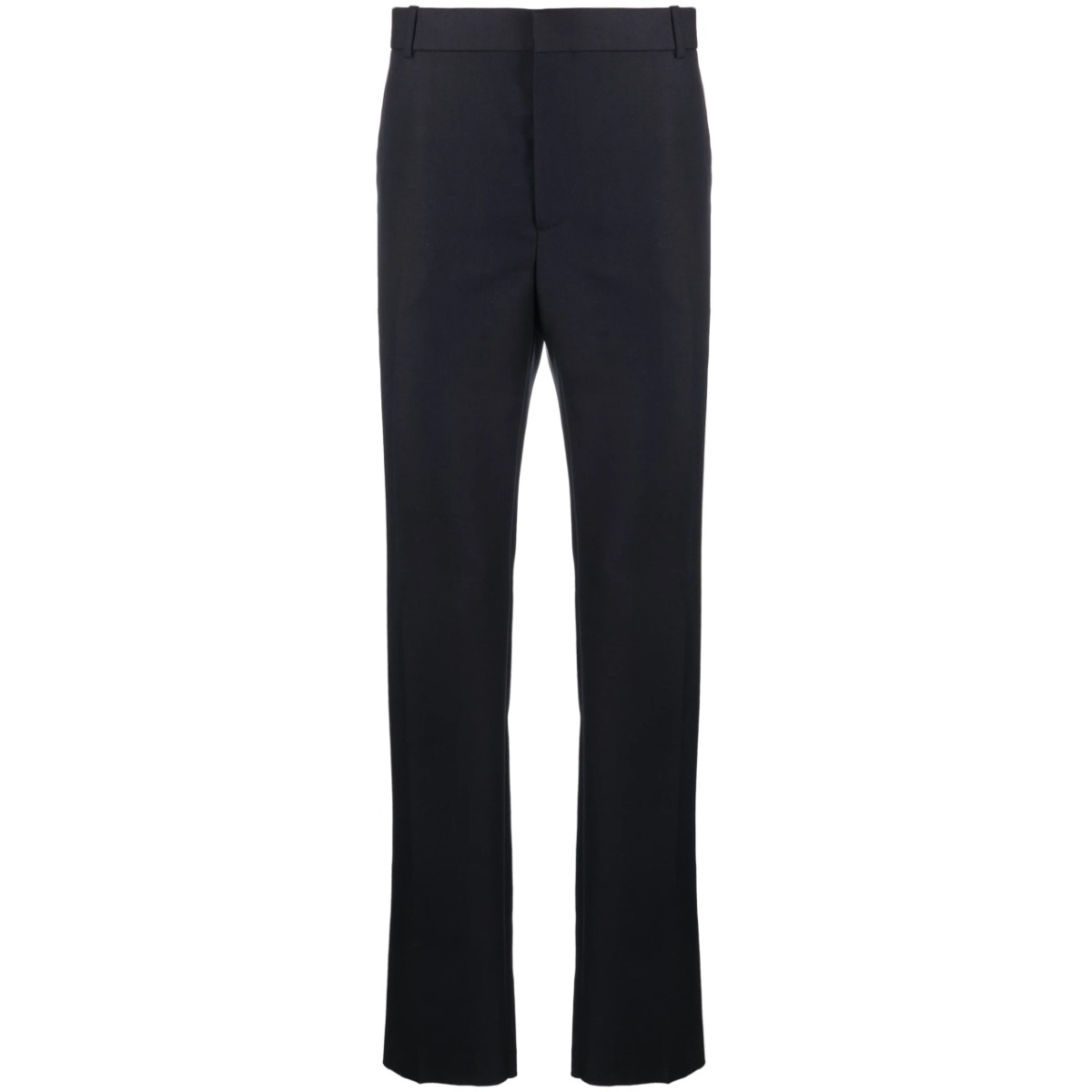 wool-blend straight-leg trousers