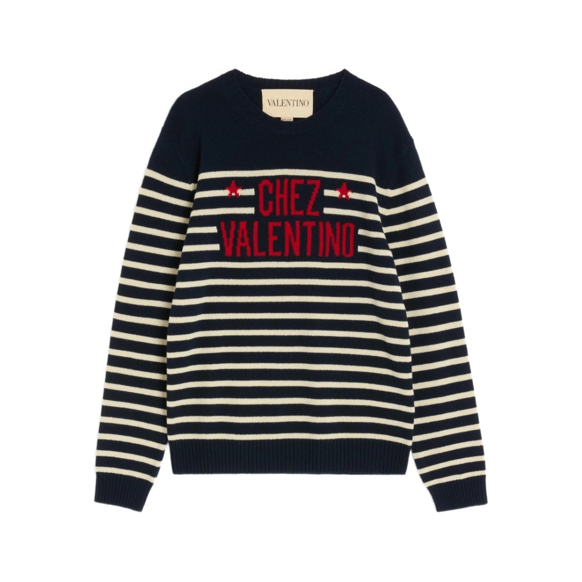 WOOL SWEATER WITH CHEZ VALENTINO JACQUARD MOTIF