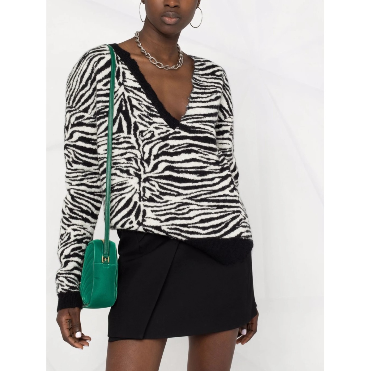 zebra-pattern ripped jumper - Img 5