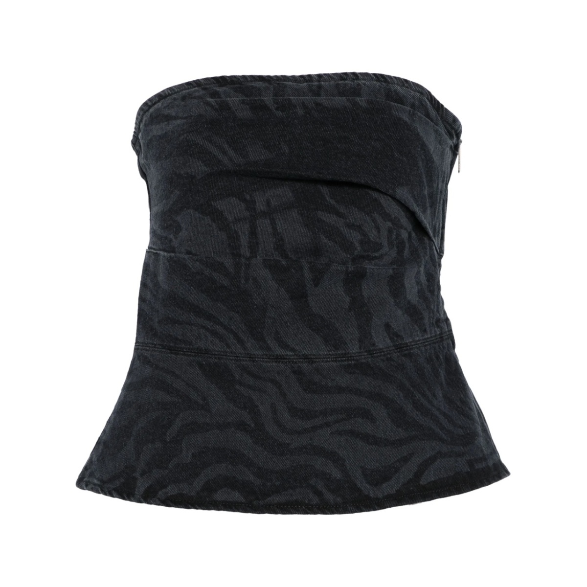 zebra-print denim top