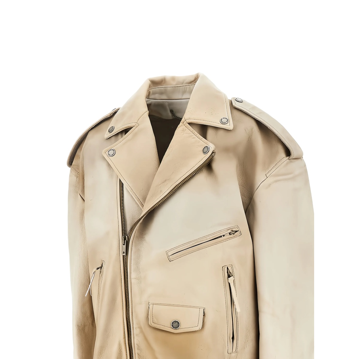 zip-fastening leather jacket - Img 2