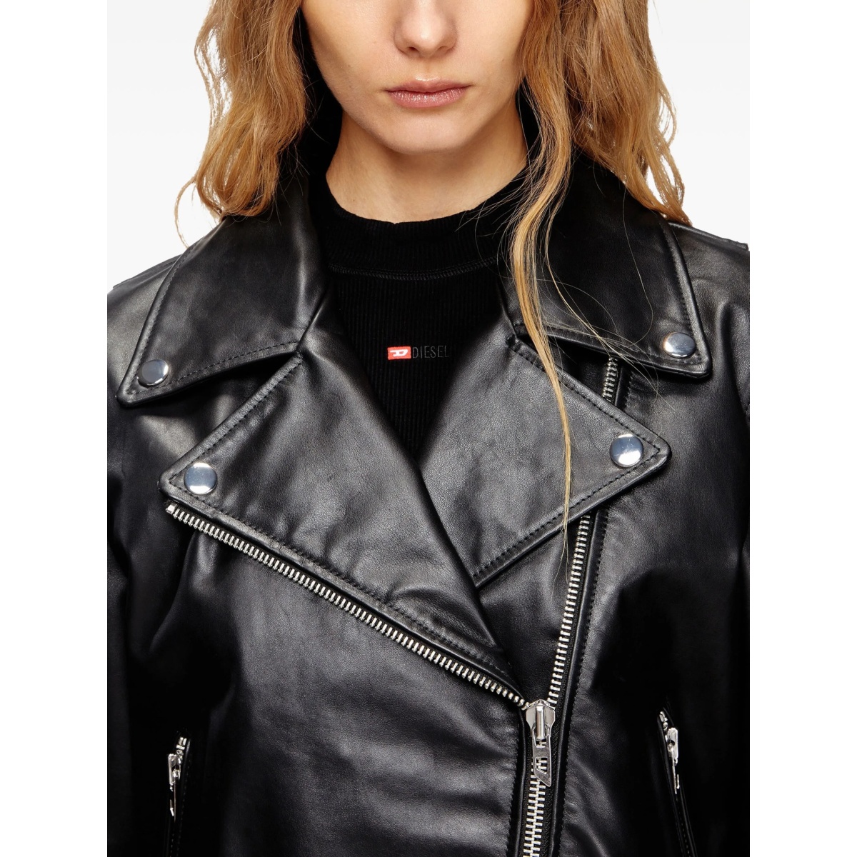 zip-up leather jacket - Img 5
