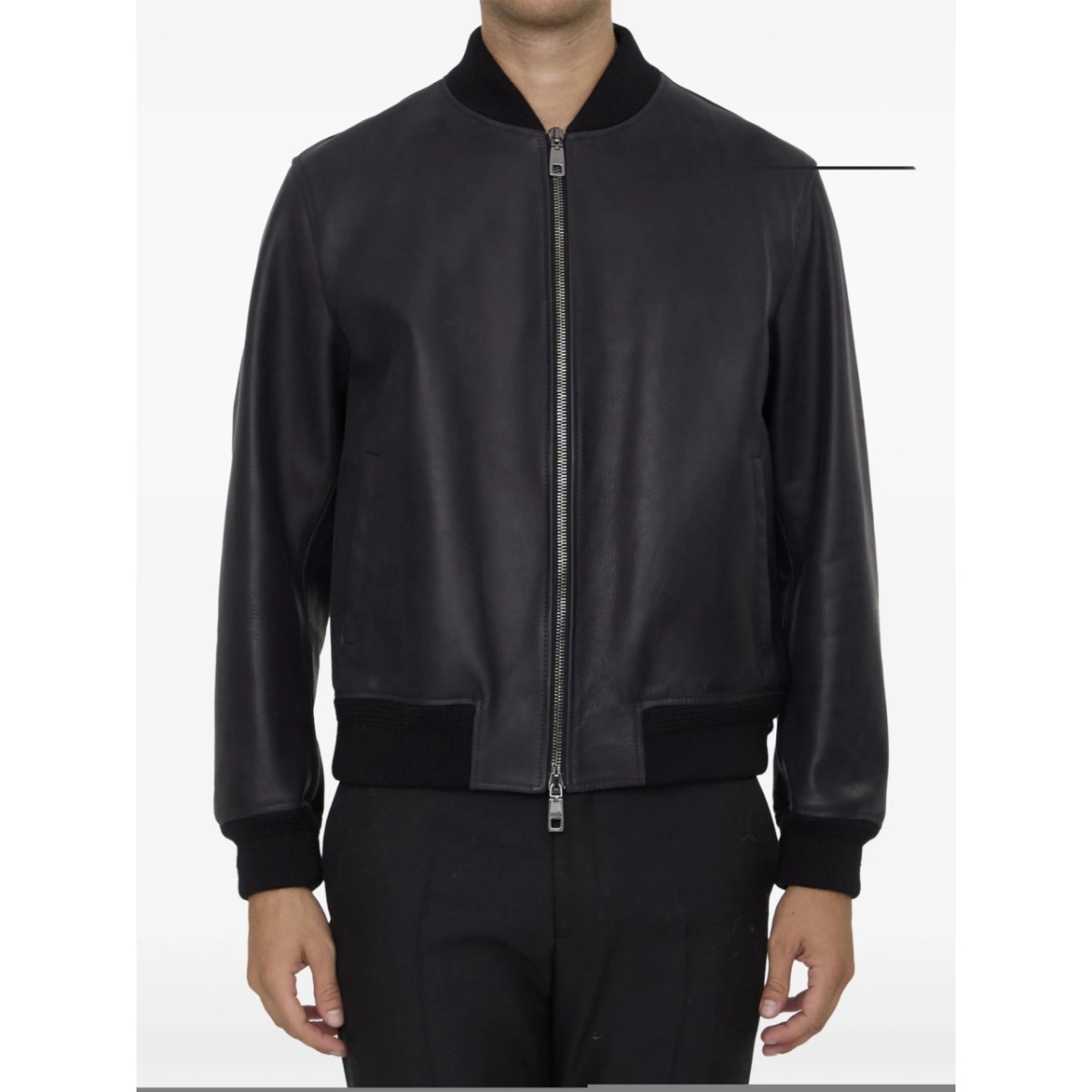 zip-up leather jacket