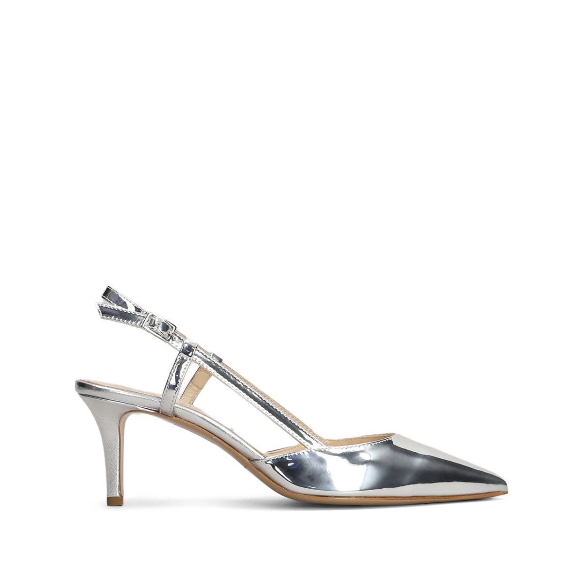 70mm metallic slingback pumps