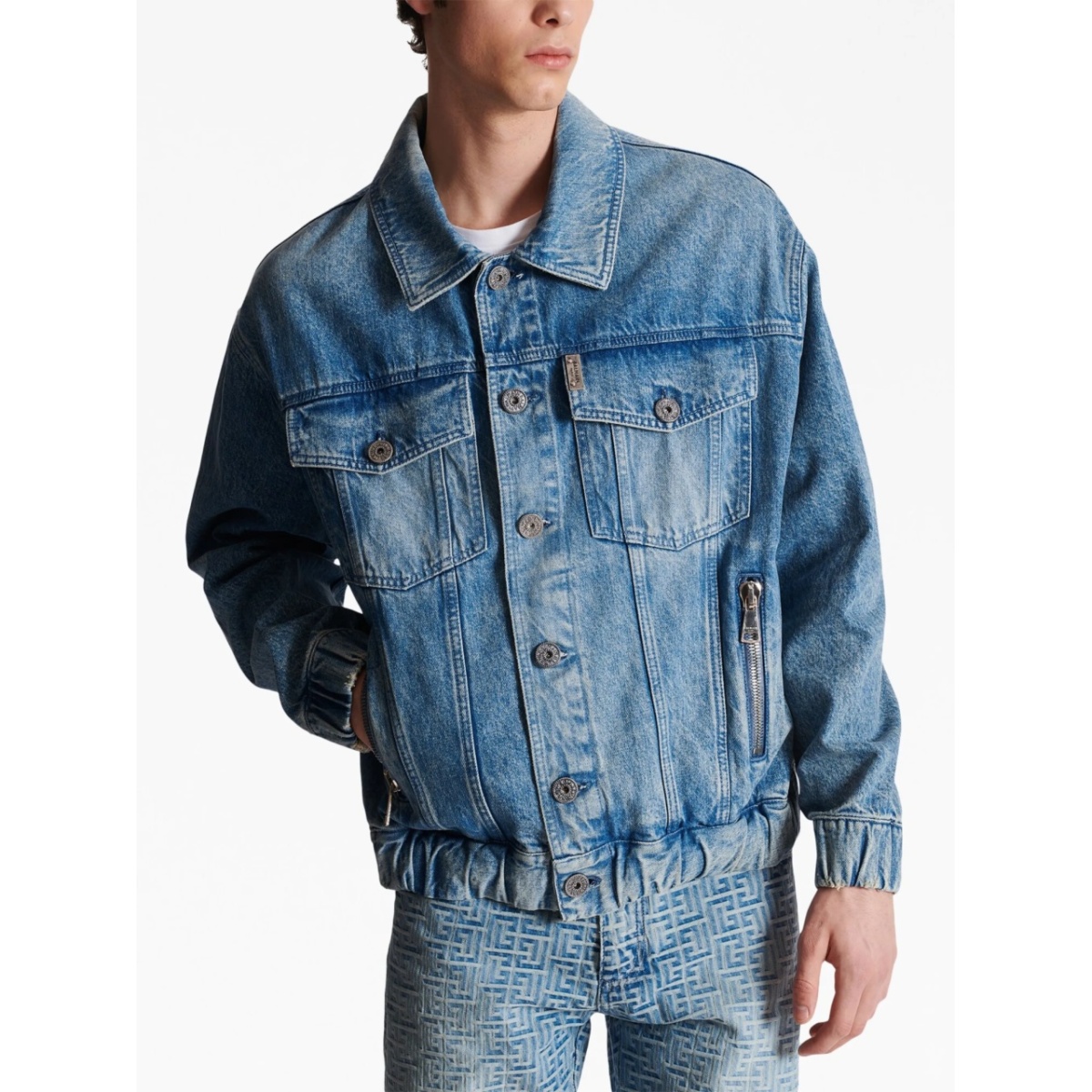 70s logo-patch denim jacket - Img 5