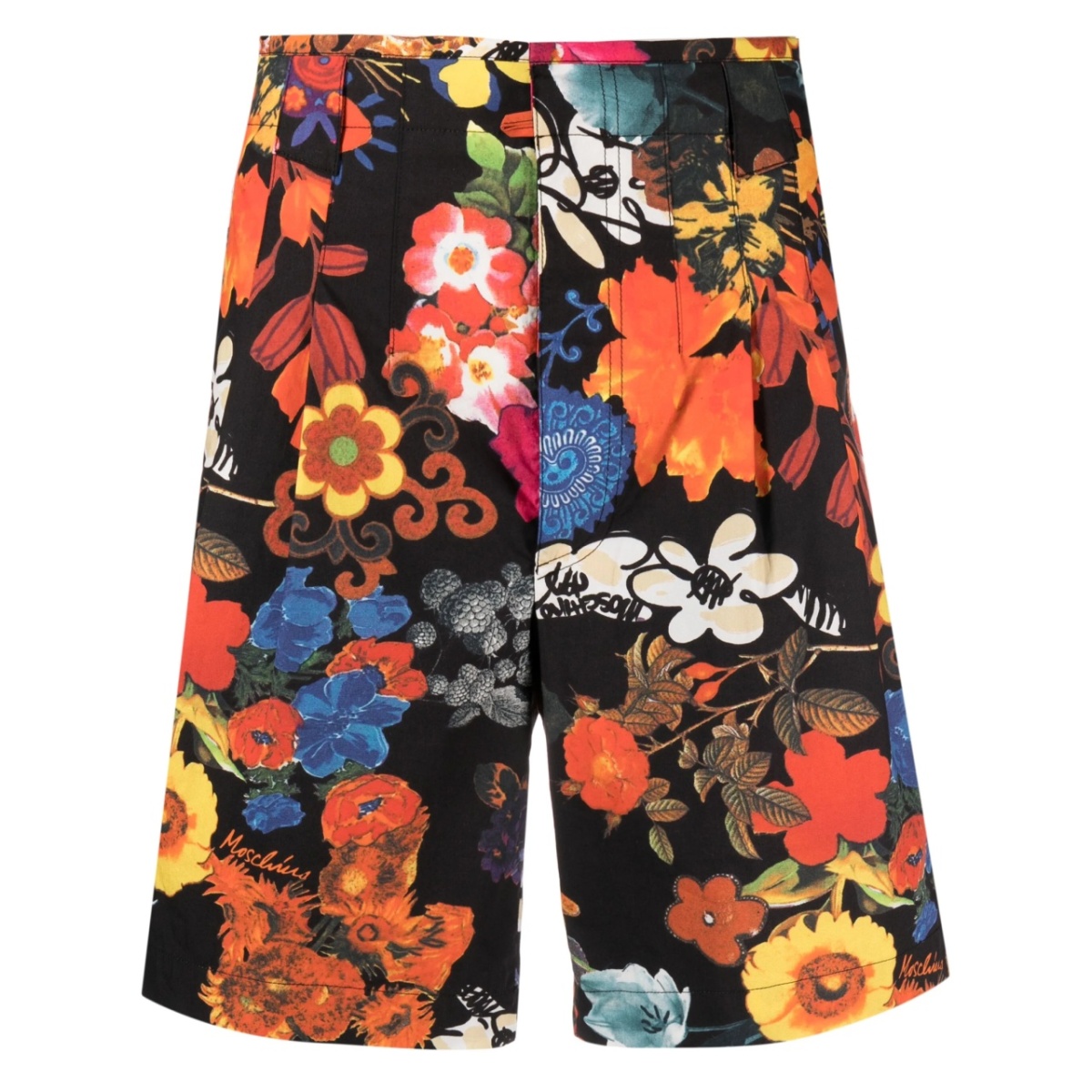 allover floral-print pleated shorts