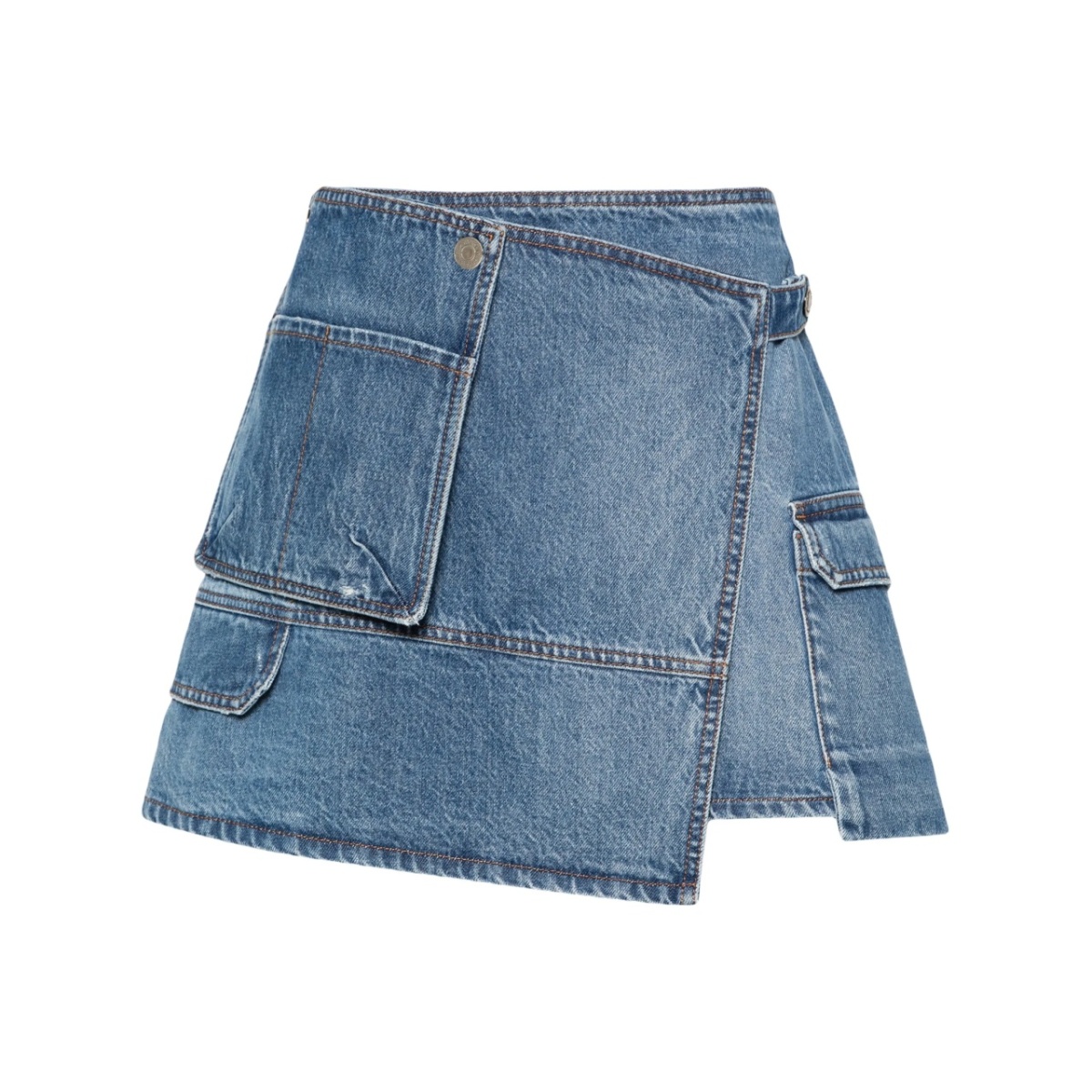 asymmetric denim mini skirt