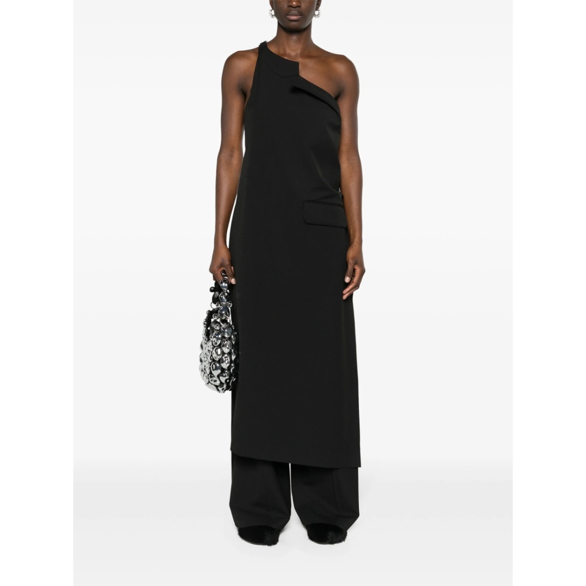 asymmetric-neck twill top - Img 2