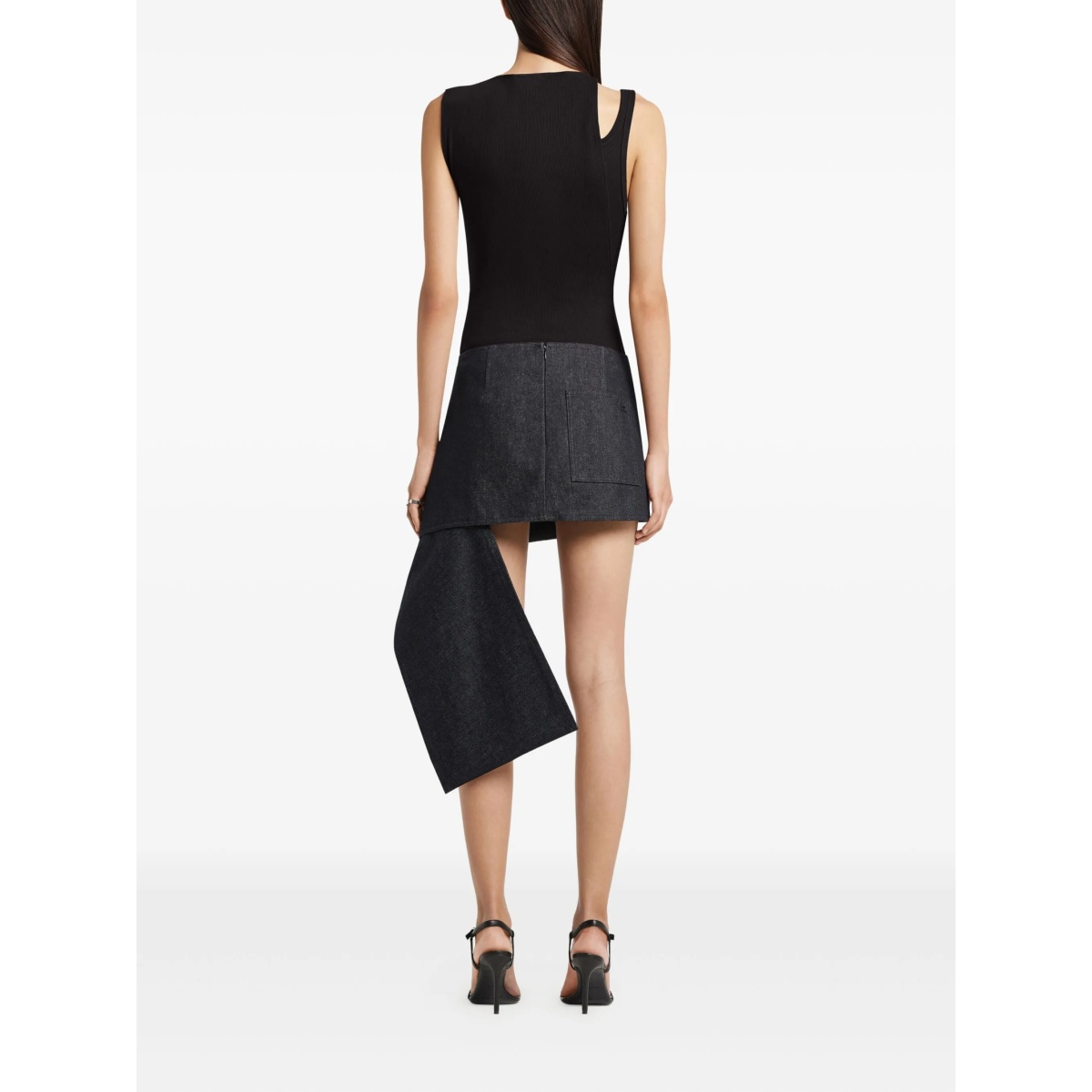 asymmetric-neckline ribbed top - Img 3