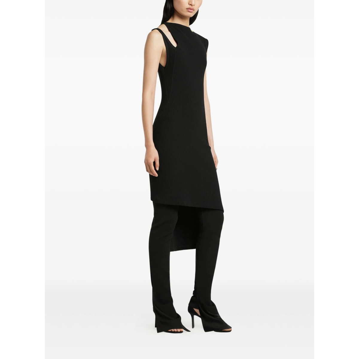 asymmetrical ribbed midi dress - Img 4