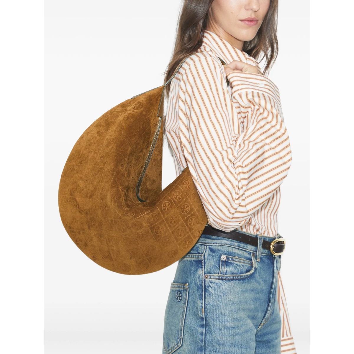 Balloon T-monogram suede shoulder bag