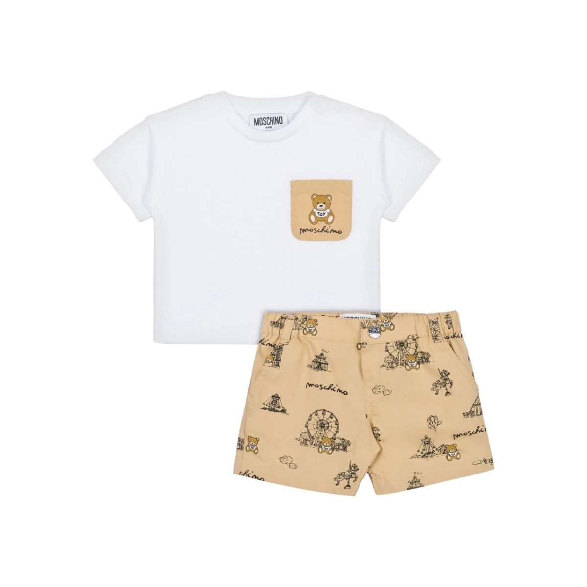 bear-print short set