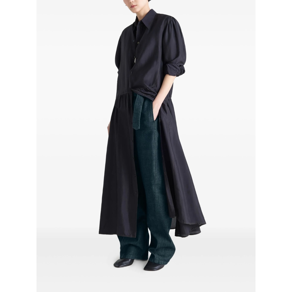 belted twisted denim trousers - Img 2