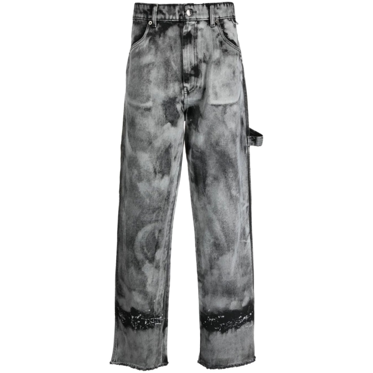 bleached-effect high-waisted jeans