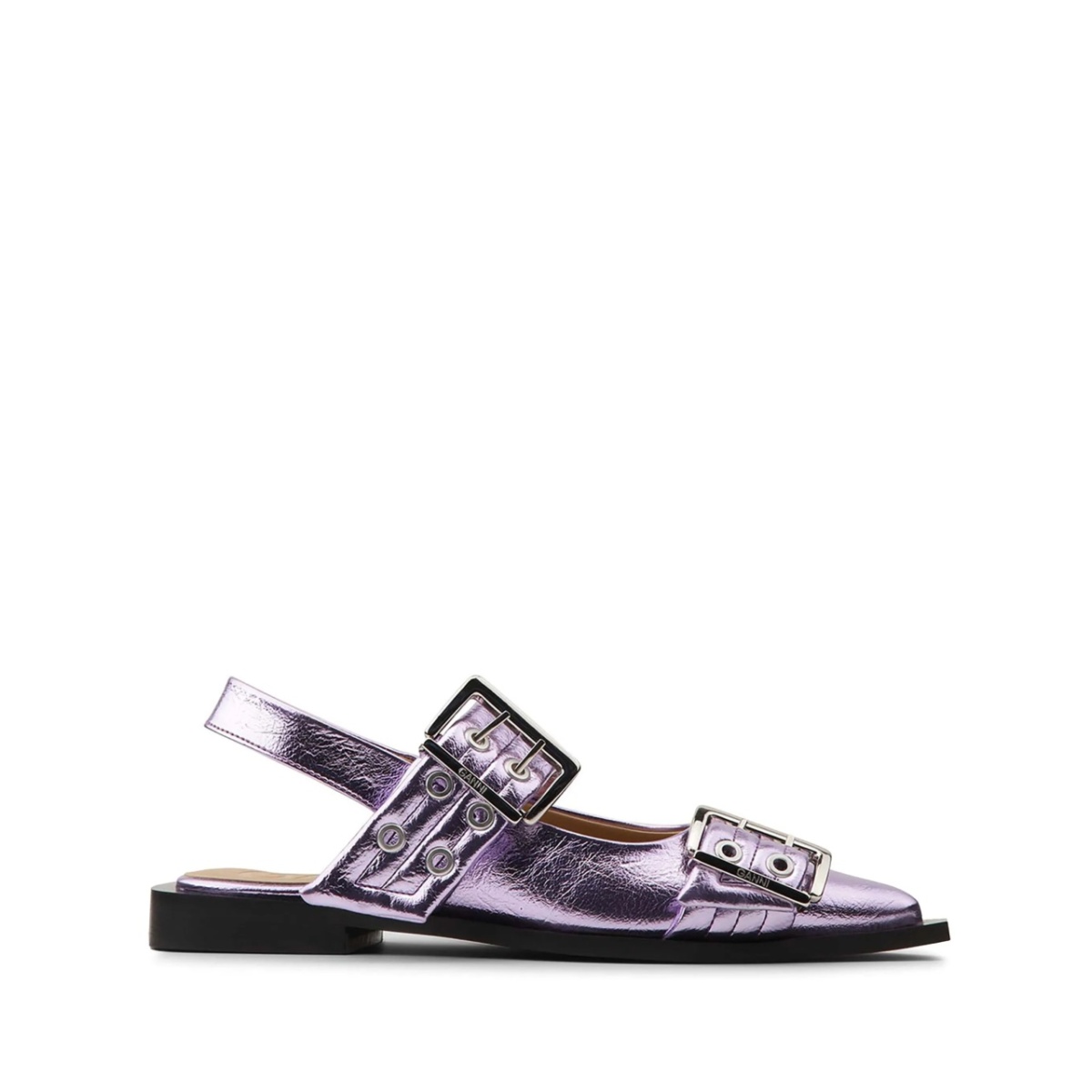 buckle-detail metallic ballet flats
