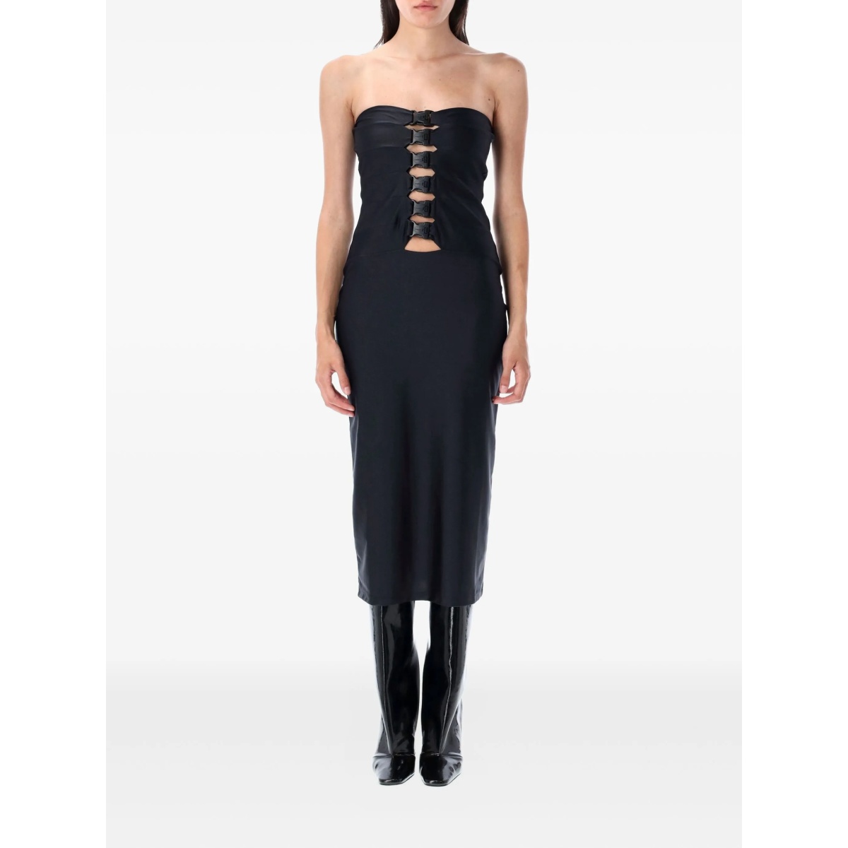 buckle-detail midi dress