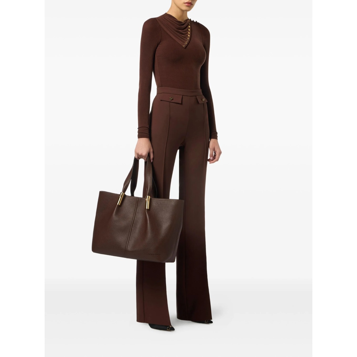 button-detailed flared trousers - Img 2