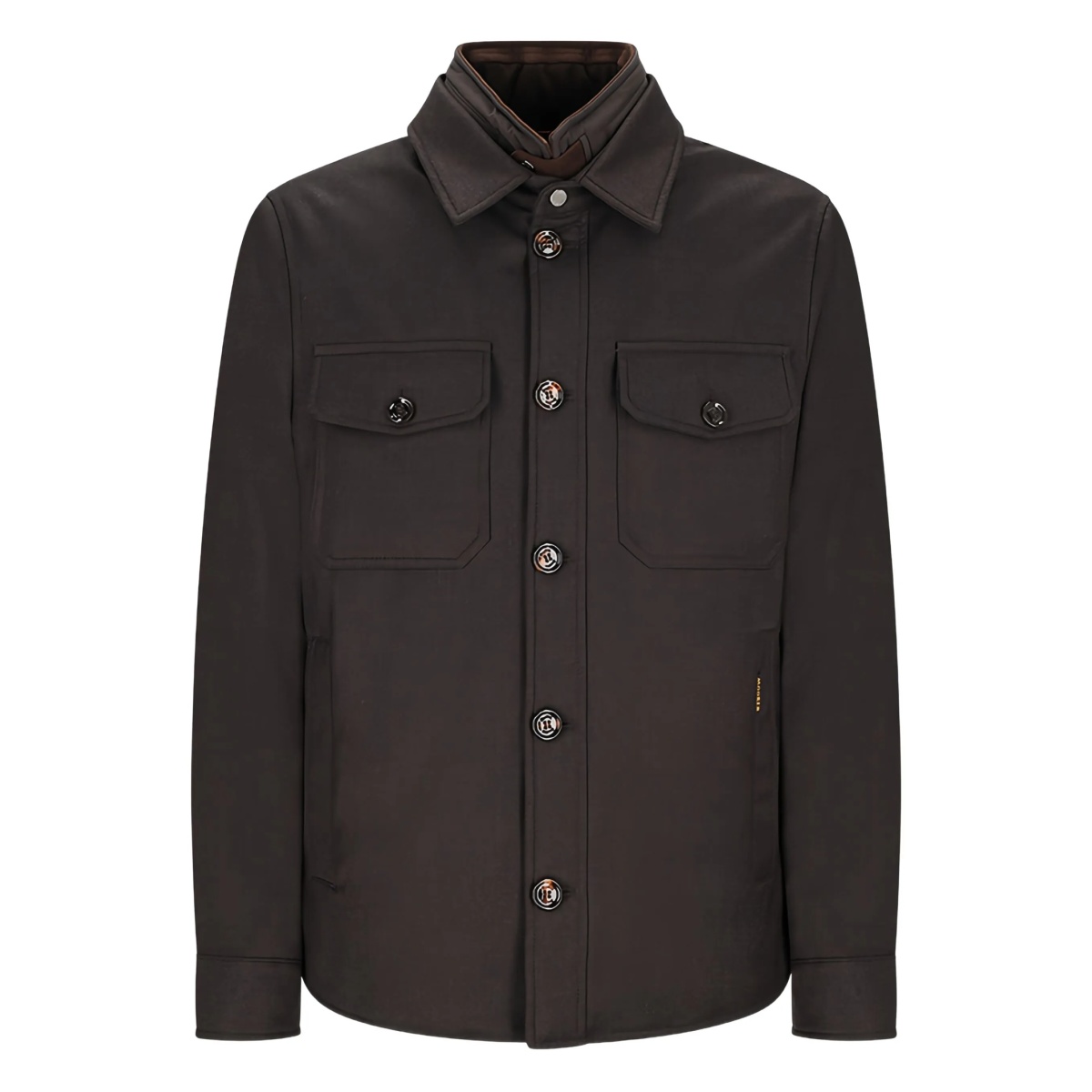 button-fastening flap-pocket jacket