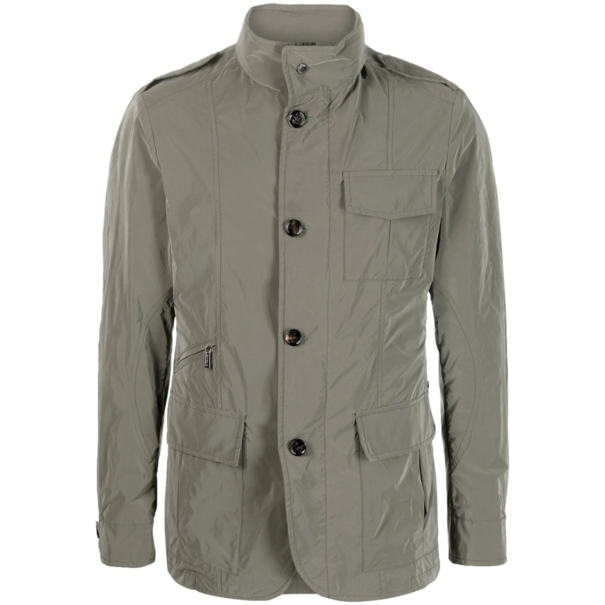 button-front funnel neck jacket