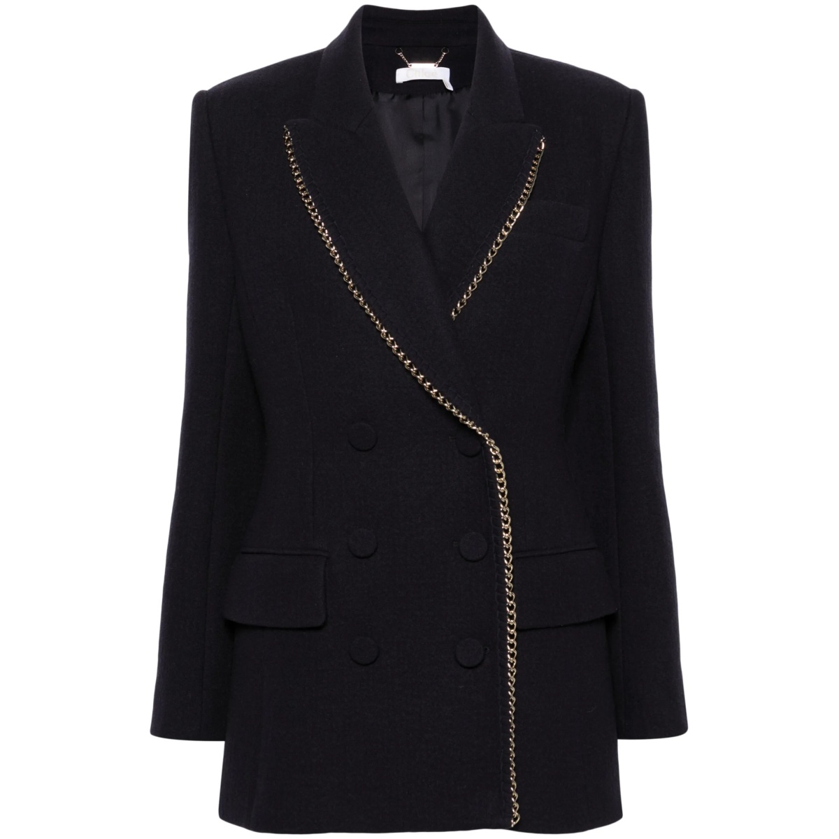 chain-link trim double-breasted blazer
