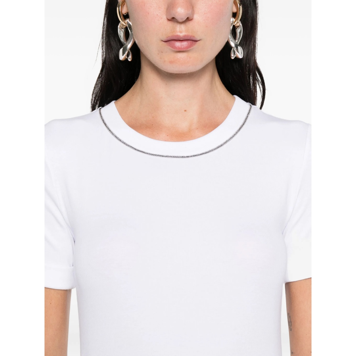 chain link-trim T-shirt - Img 5