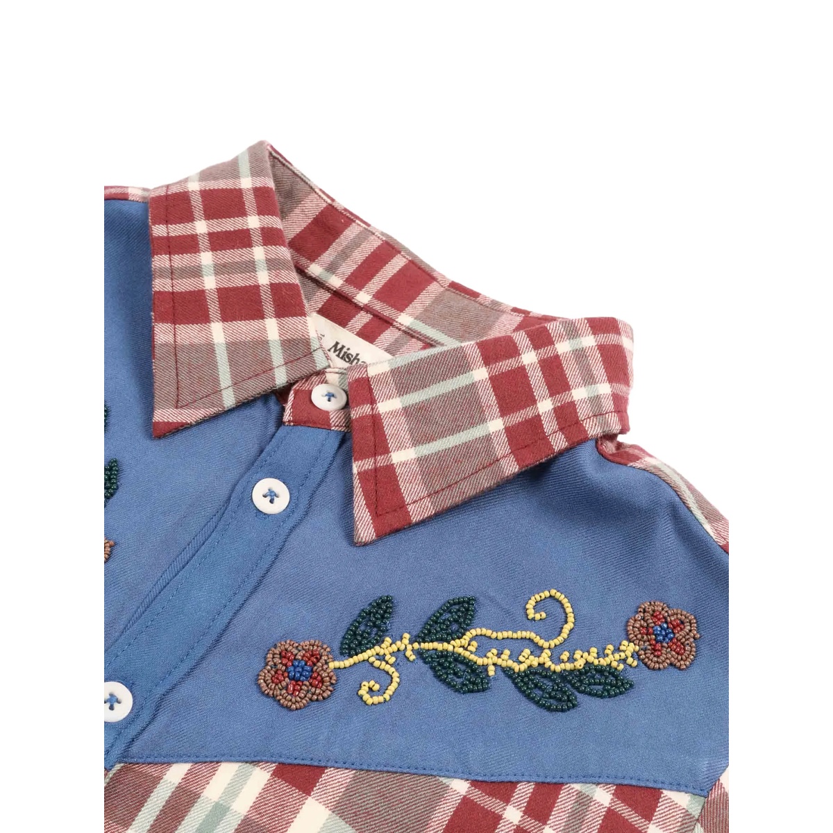check-pattern embroidered-detail shirt - Img 3