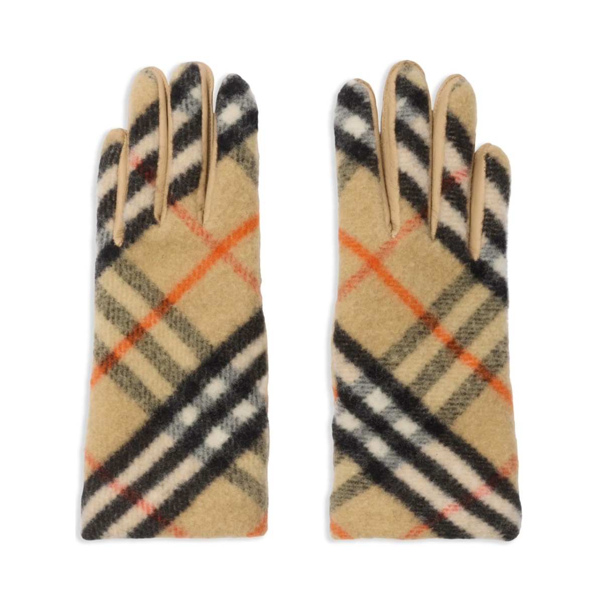 check-pattern wool gloves