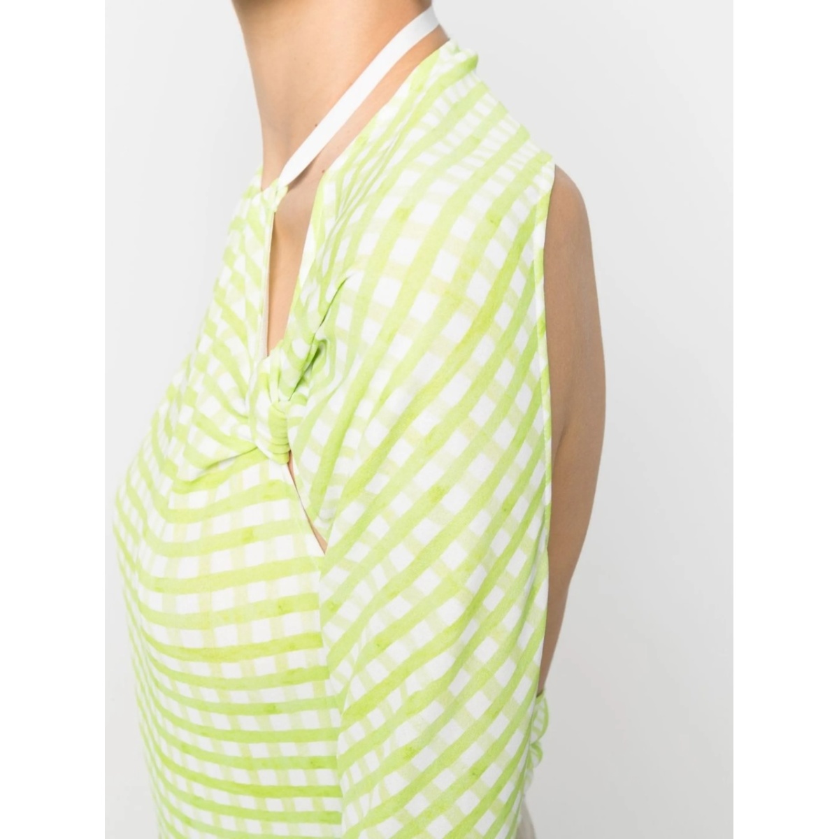check-print cut-out bodysuit - Img 5
