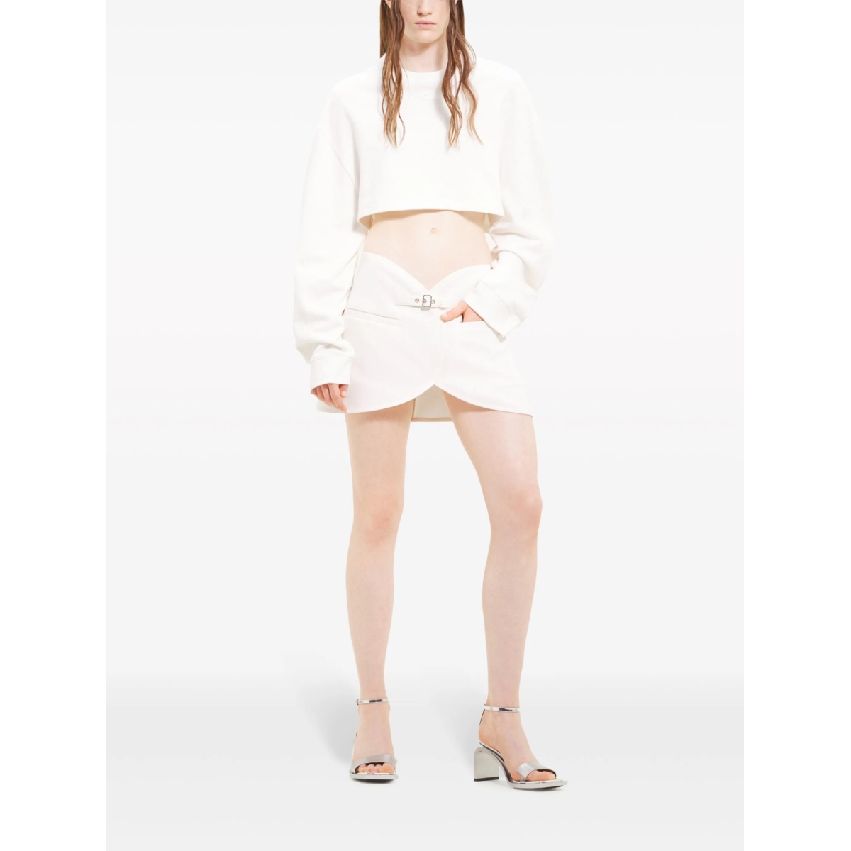 Cocoon cotton cropped sweatshirt - Img 2