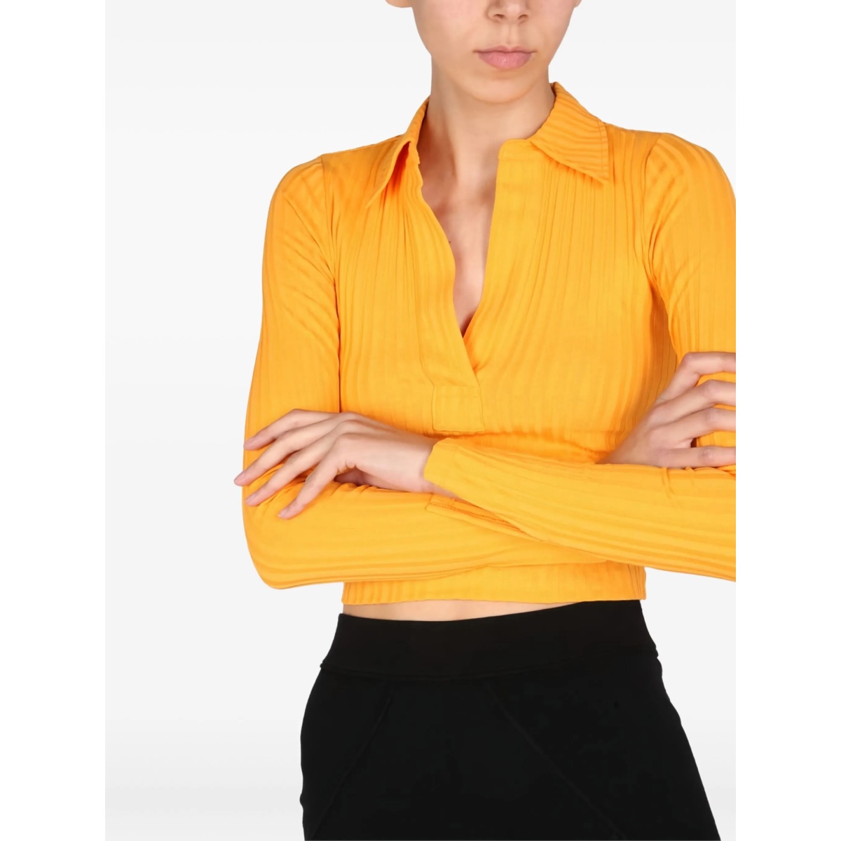 collared ribbed top - Img 4