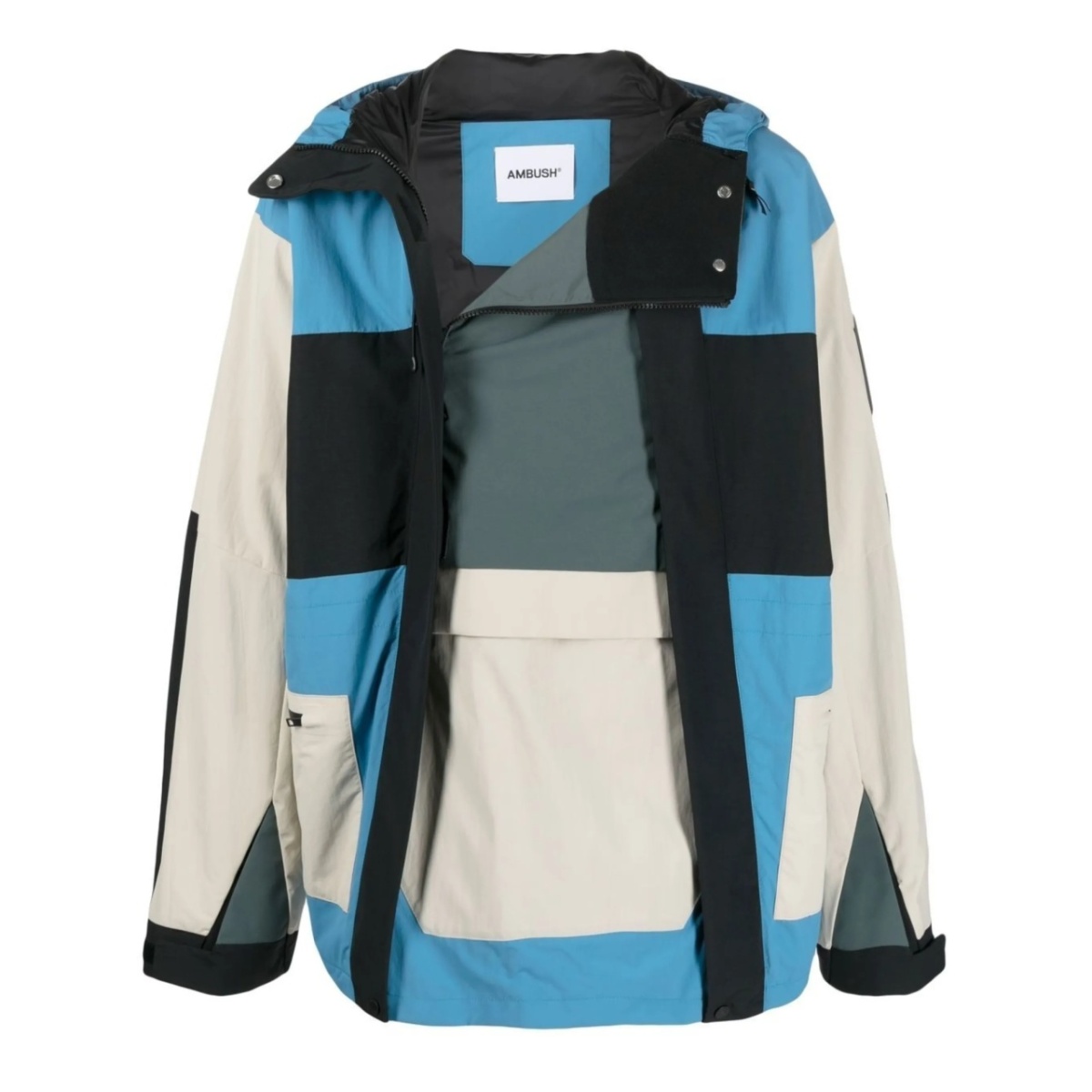 colour-block hooded jacket