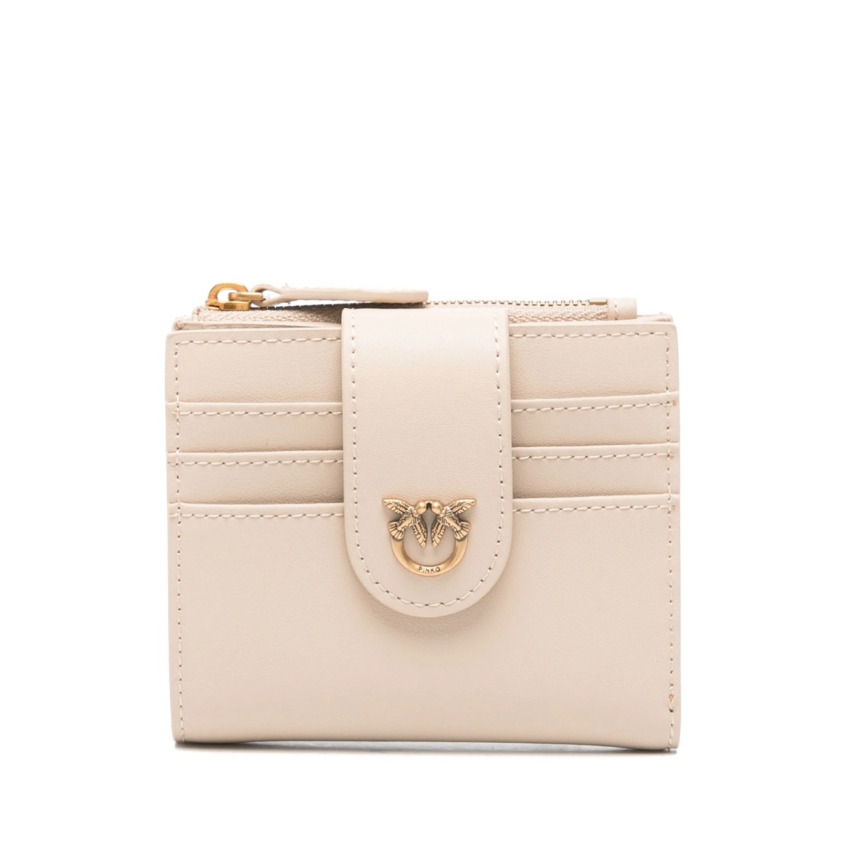 compact zip-fastening leather wallet