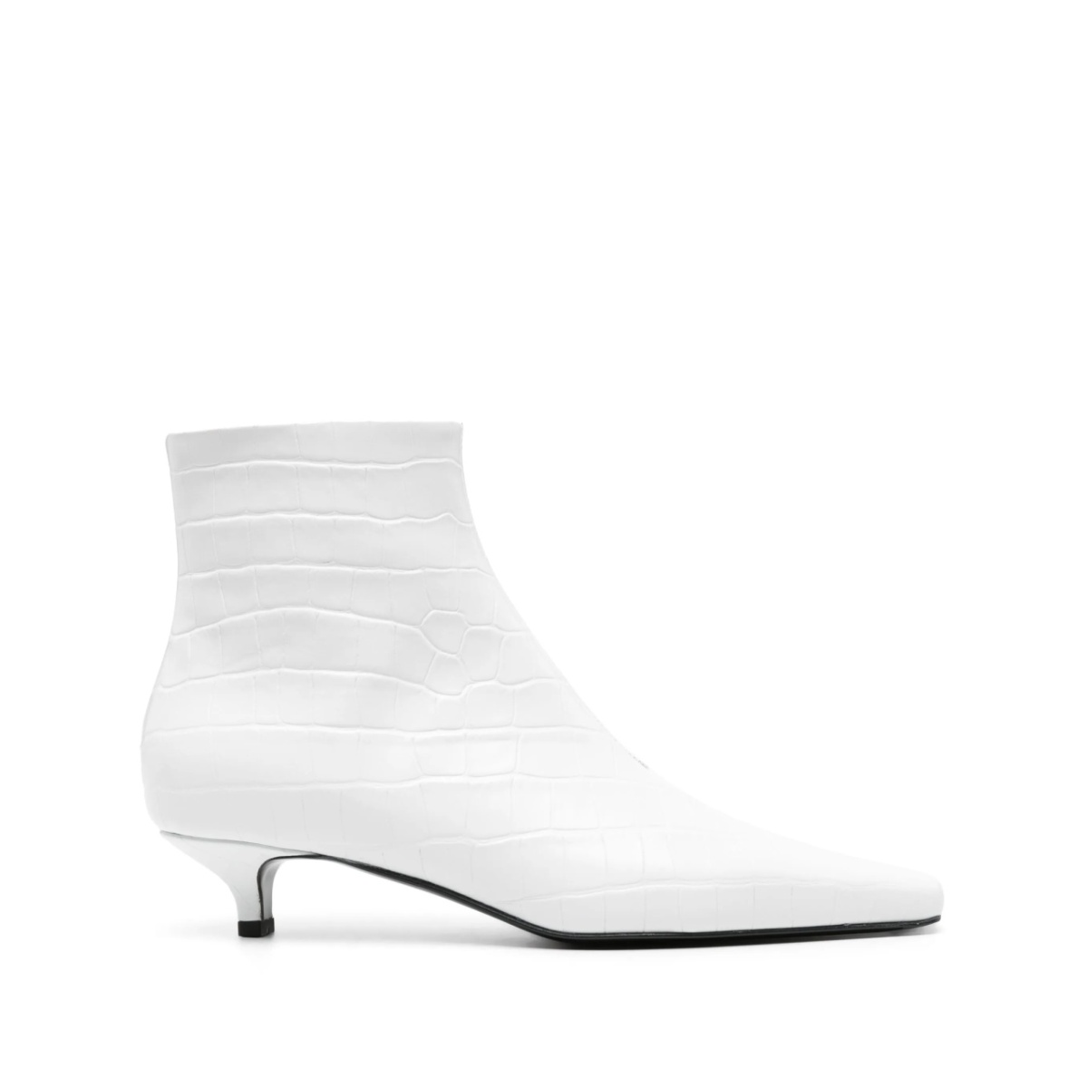 crocodile-embossed leather boots