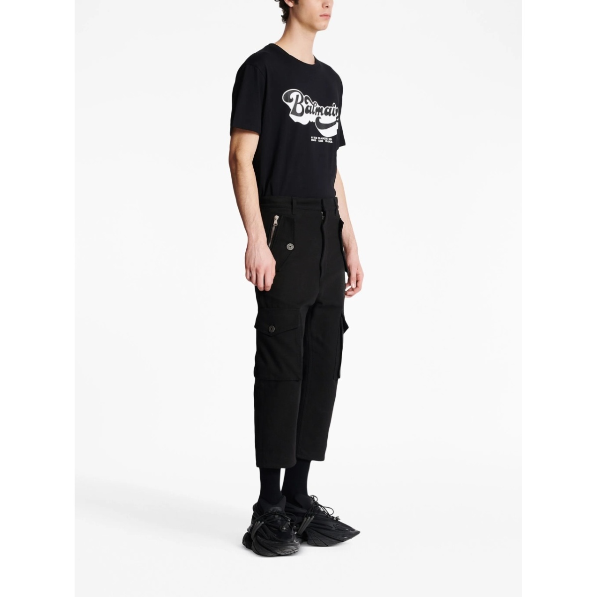 cropped cotton cargo trousers - Img 3