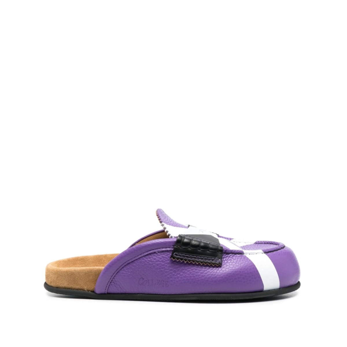 cross-print colour-block mules